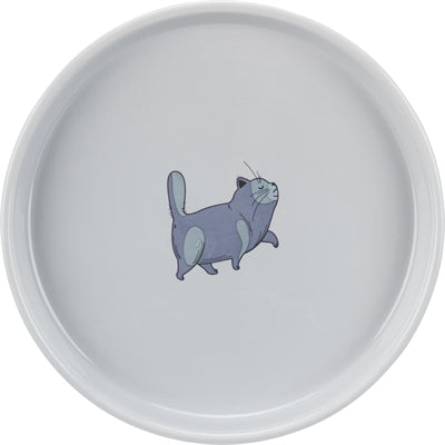 Trixie Voerbak / Waterbak Plat En Breed Kattenprint Grijs