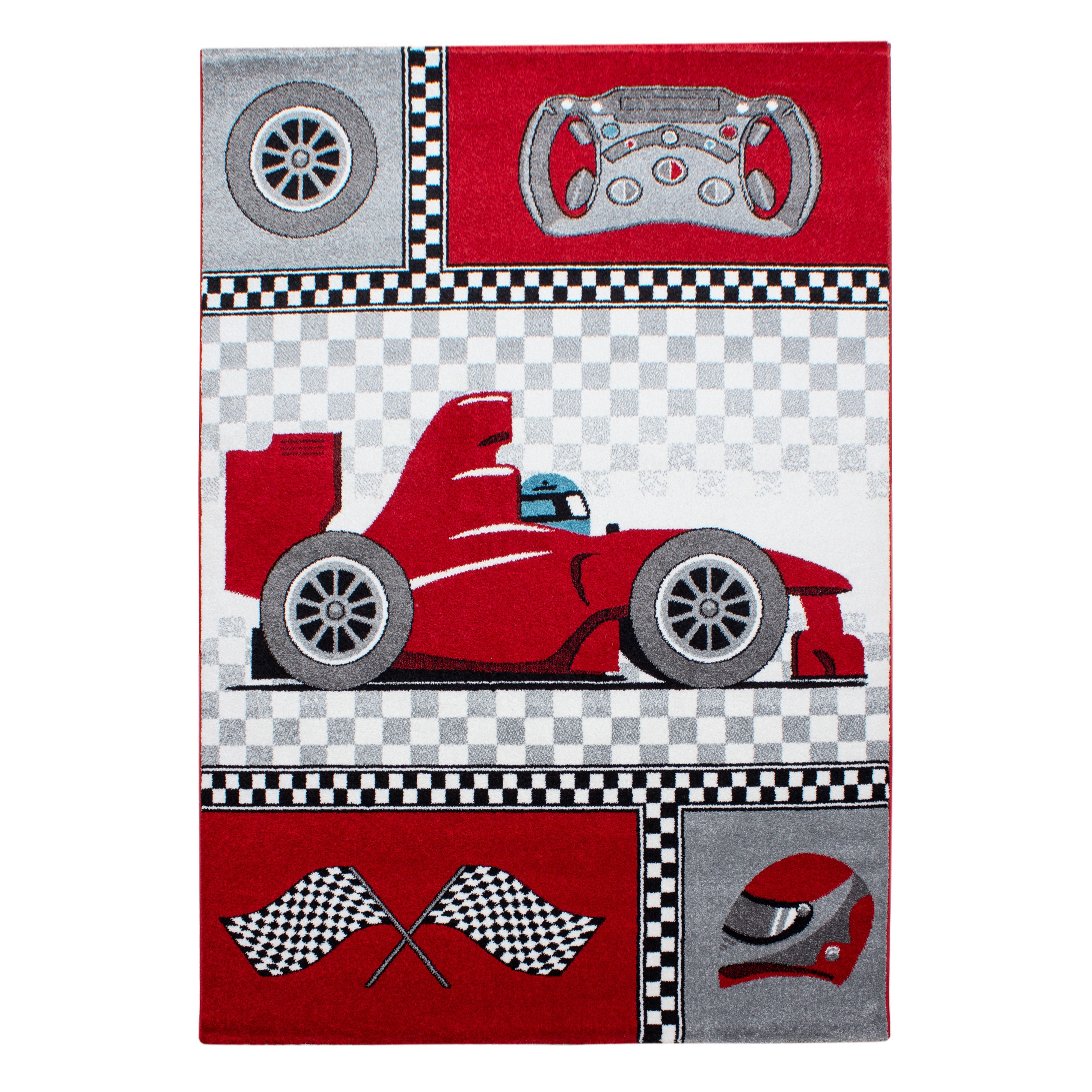 Tapijt Kids - 80x150 - Race Auto - Rood  Pochon