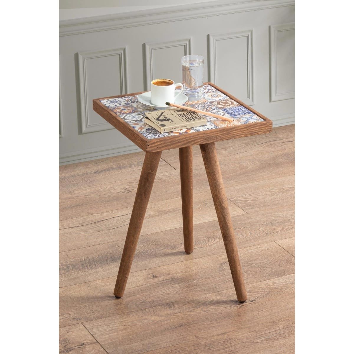 Houten Bijzettafel met Keramiek Tafelblad - Afbeelding 8