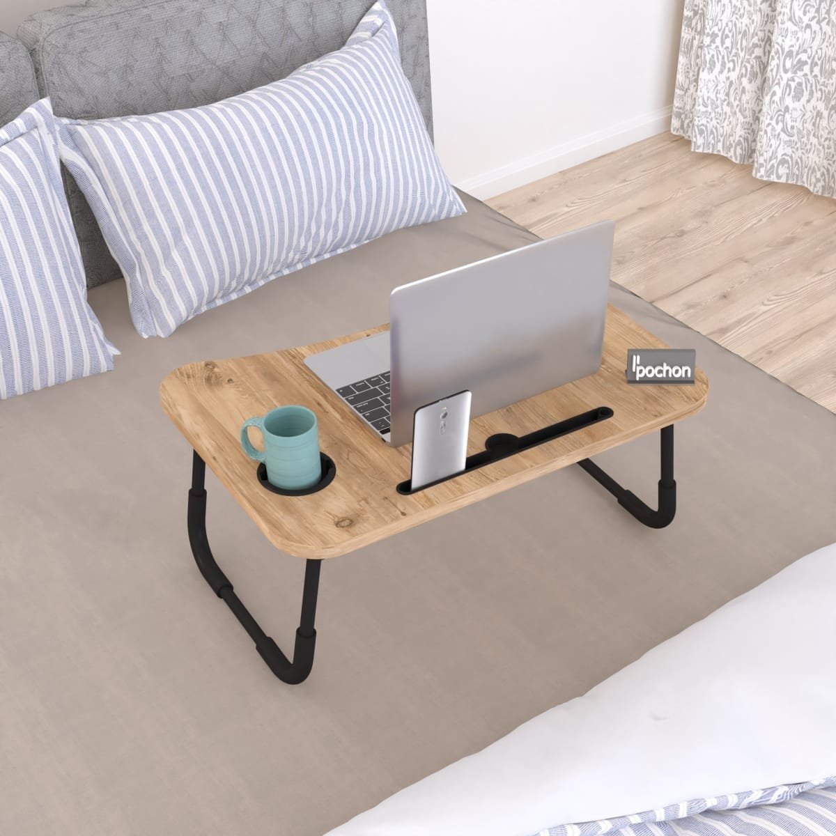 Inklapbare Bedtafel met Beker- en Telefoonhouder - Afbeelding 5