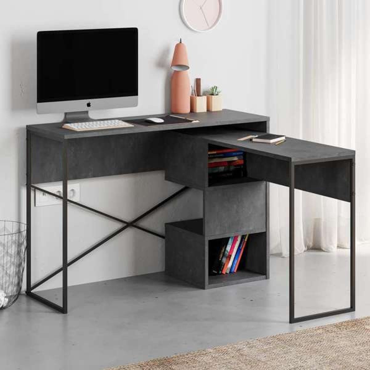 Bureau met uittrekbaar blad Badau - Retro Grey - Afbeelding 5