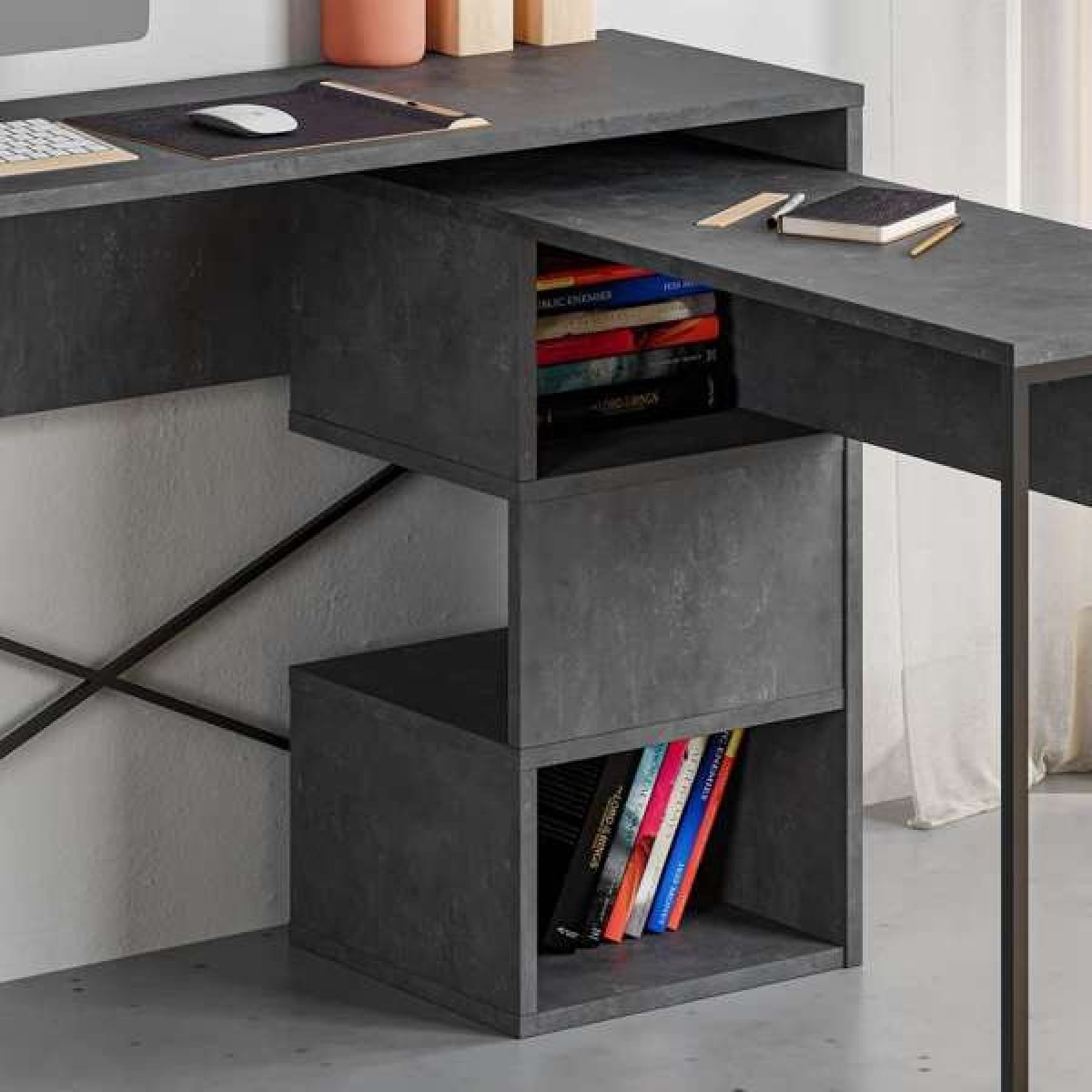 Bureau met uittrekbaar blad Badau - Retro Grey - Afbeelding 6