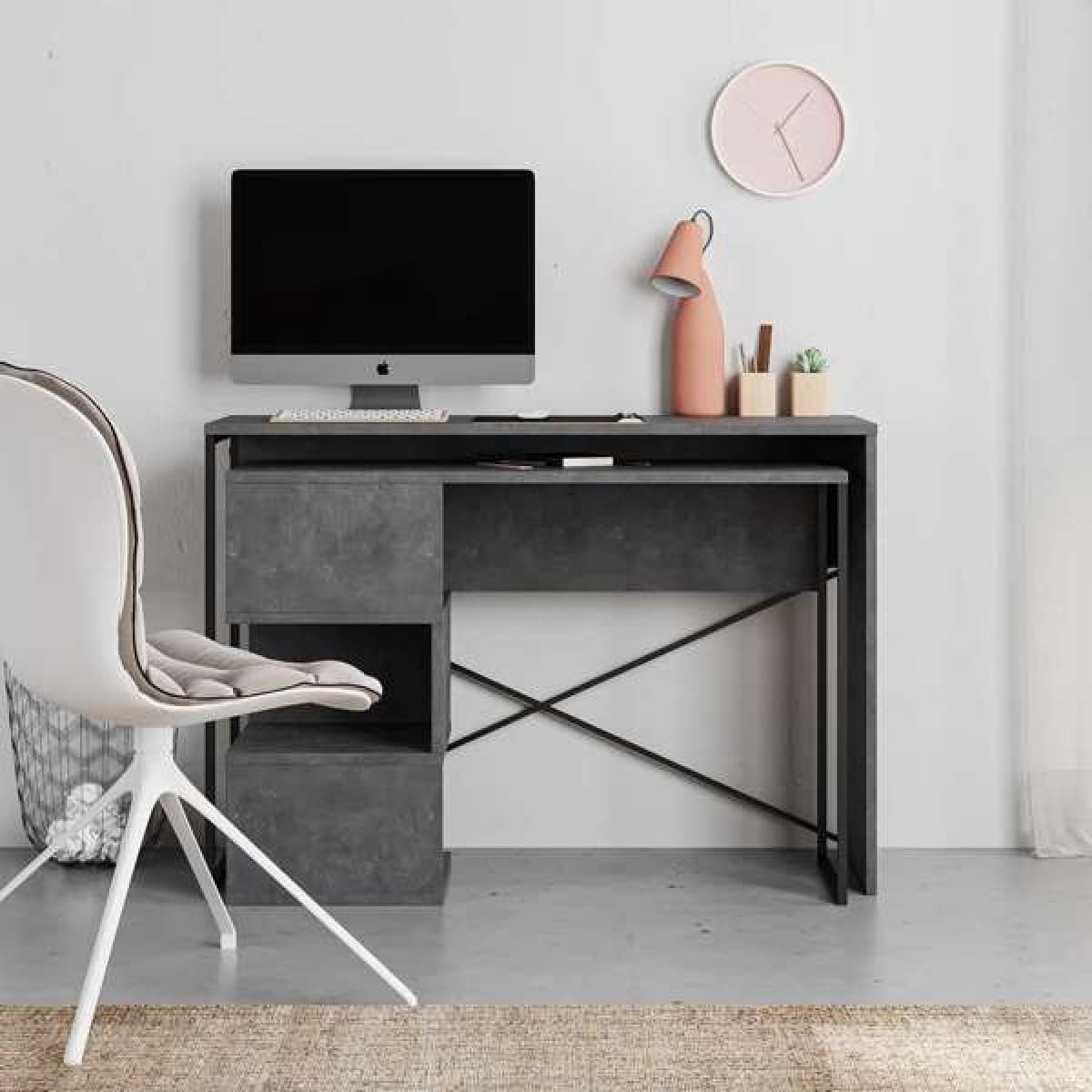 Bureau met uittrekbaar blad Badau - Retro Grey - Afbeelding 2