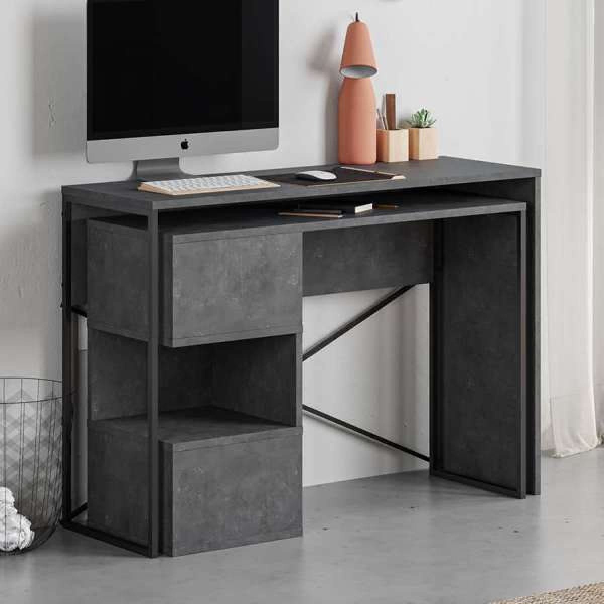 Bureau met uittrekbaar blad Badau - Retro Grey - Afbeelding 3