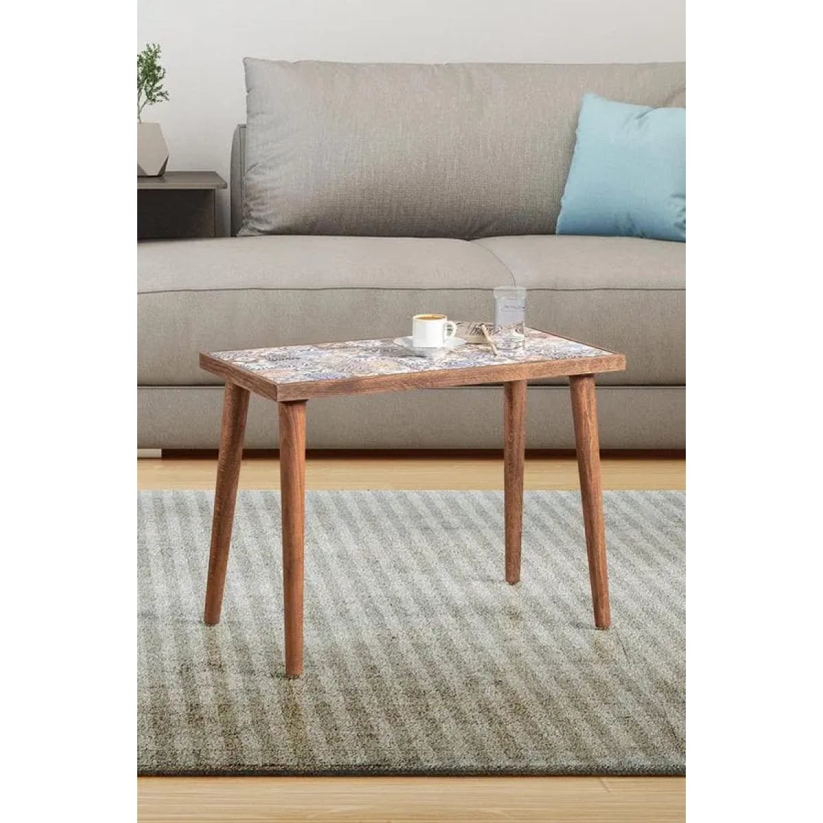 Houten Bijzettafel met Keramiek Tafelblad - Afbeelding 2