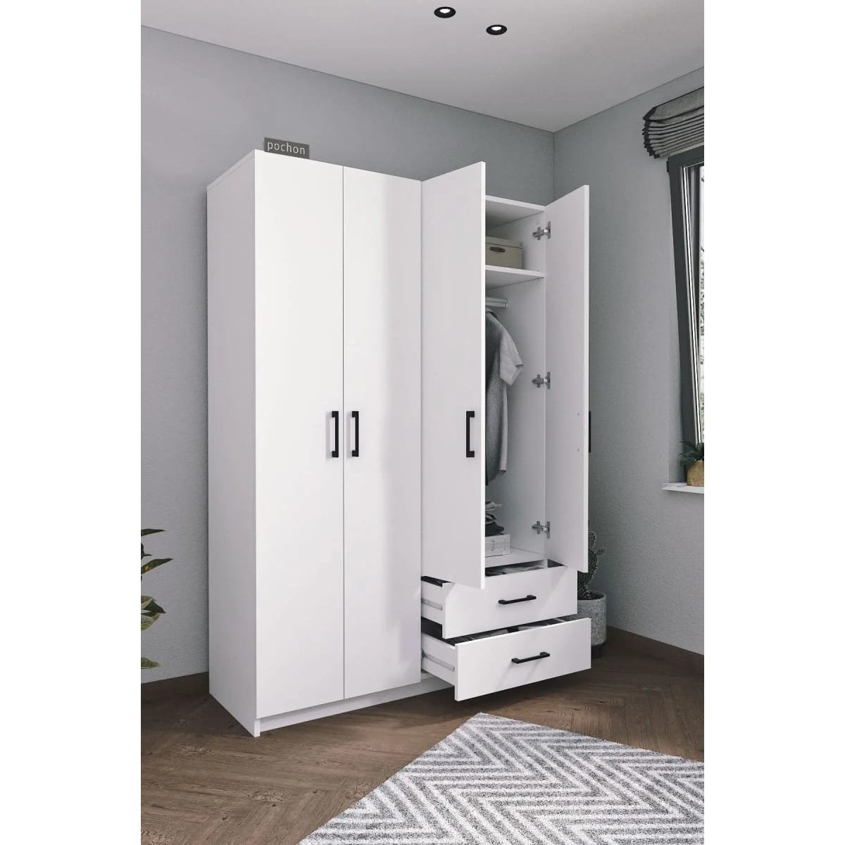 Kledingkast met 4 Deuren - Afbeelding 4